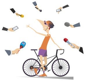 Mass media obtain an interview from the cyclist illustration